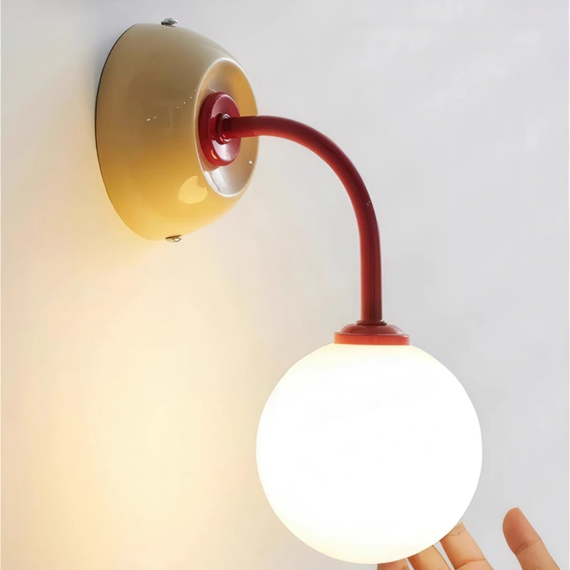 كريم نمط استدارة الزجاج مصابيح الحائط غرفة نوم السرير غرفة الأطفال أضواء الجدار دراسة خلفية جو الشمعدانات بهو #1