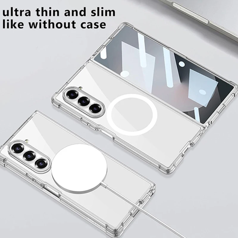 

Магнитный чехол для телефона Magsafe для Samsung Galaxy Z Fold 7 zfold7 zfold6, поддержка беспроводной зарядки, задняя крышка, противоударные чехлы