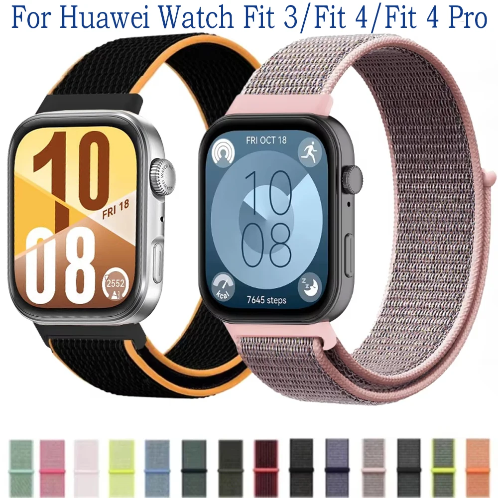 Pulseira de nylon para huawei watch fit 4/fit 3, pulseira esportiva de substituição respirável para huawei watch fit 4 pro, acessórios de pulseira