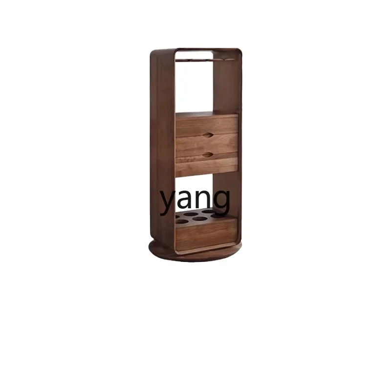 CX Gabon Wine Cabinet Black Walnut Rotating Corner Cabinet TV Side Cabinet Glass Wine Rack