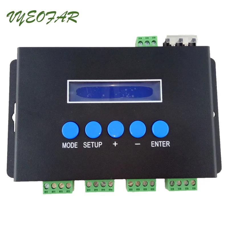 BinColor BC-204 Artnet Eternet to SPI/DMX Pixel Light Controller DC5-24V 4 Channels Output For 2811 2812 2801 IC Use LCD Display