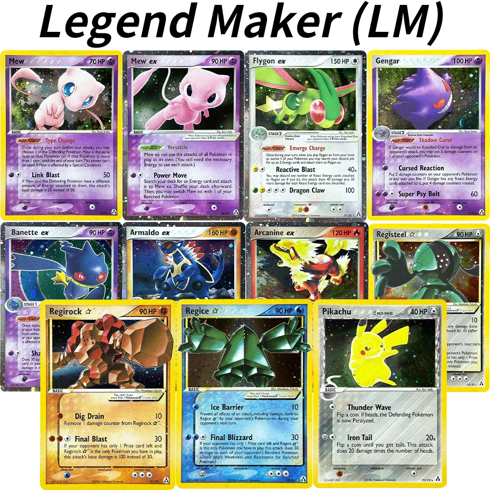 

Legend Maker(LM) Series PKM Rare Foil Game PTCG Proxy DIY Cards Registeel Regirock Regice Arcanine/Armaldo/Banette/Flygon/Mew/ex