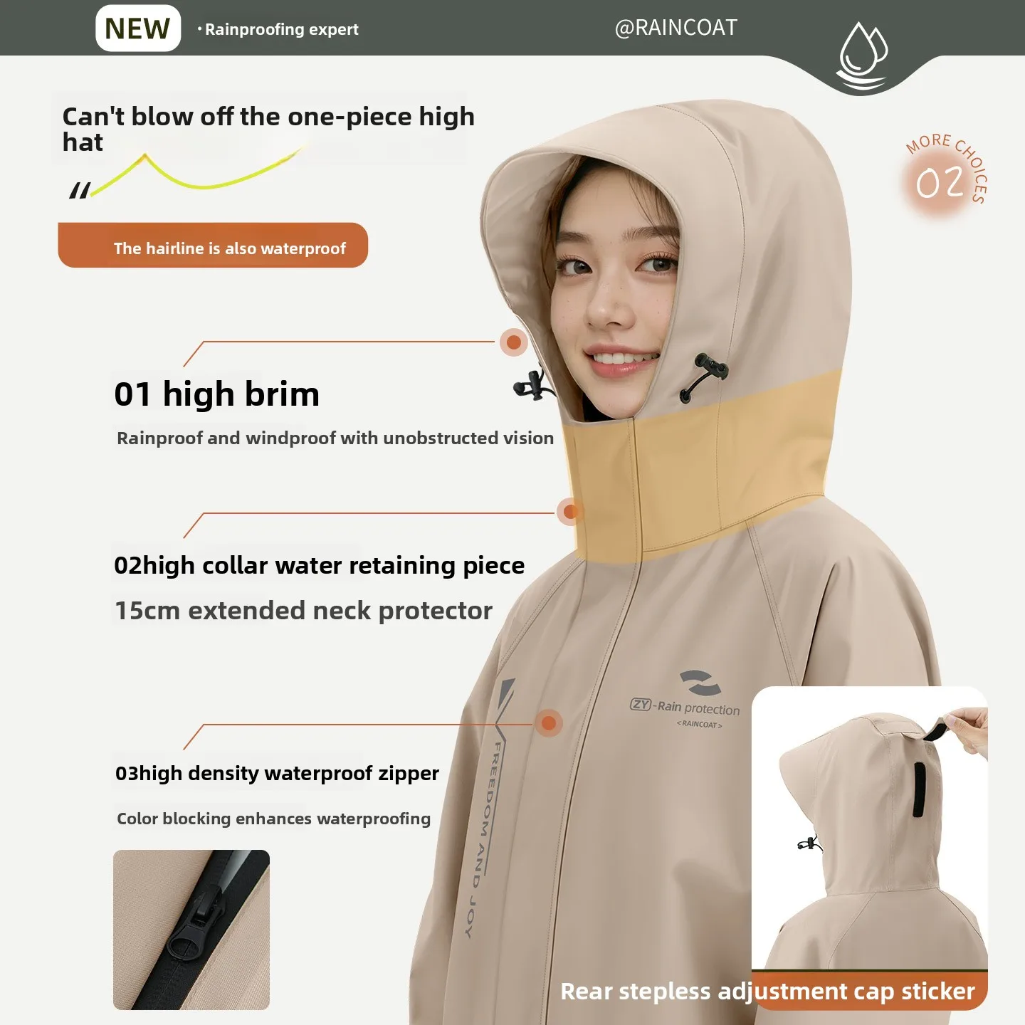 

Outdoor Full Body Extended Raincoat with Sleeves Anti-floating One-piece Rain Poncho for Electric Motorcycle