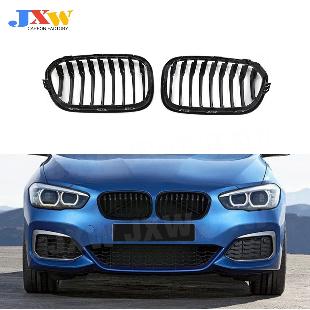 ABS Carbon Look Front Bumper Grill Mesh Grills Body Kits for BMW 1 Serise F20 F21 2015-2018 Car Accessories Front Bumper Grill