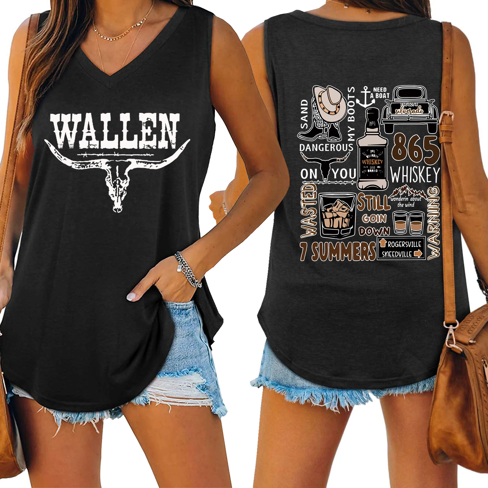 Morgan Wallen Western Country Music  Shirt Women Tank Top V-neck Sleeveless T-shirt