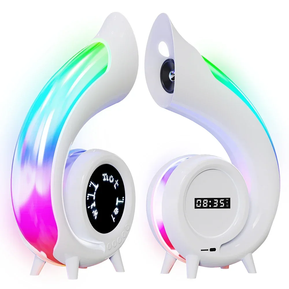 

Custom Logo G shaped BT Speaker G69pro Multifunctional 6 in 1 For LED RGB Wireless speaker Alarm Clock G69 sound