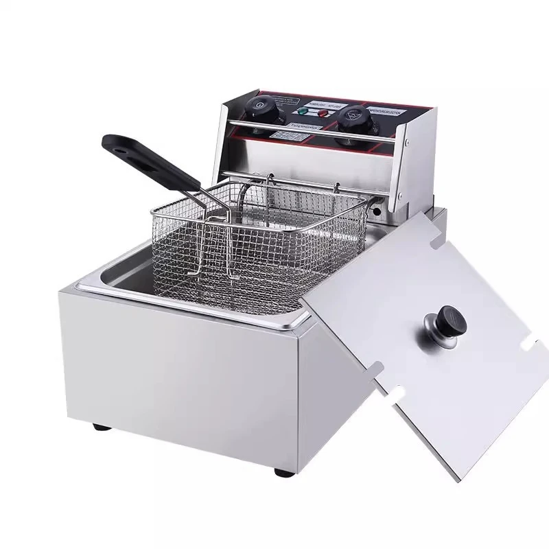 Commercial Electric Fryer Multifunctional Fryer Large Capacity Stainless Steel Desktop Fryer French Fries Skewers Spreader