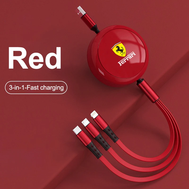 Cable micro USB tipo C 3 en 1 para carga rápida en coche, compatible con Ferrari 308 GT4 GTB GTS F355 360 Modena F430 458ltalia 488