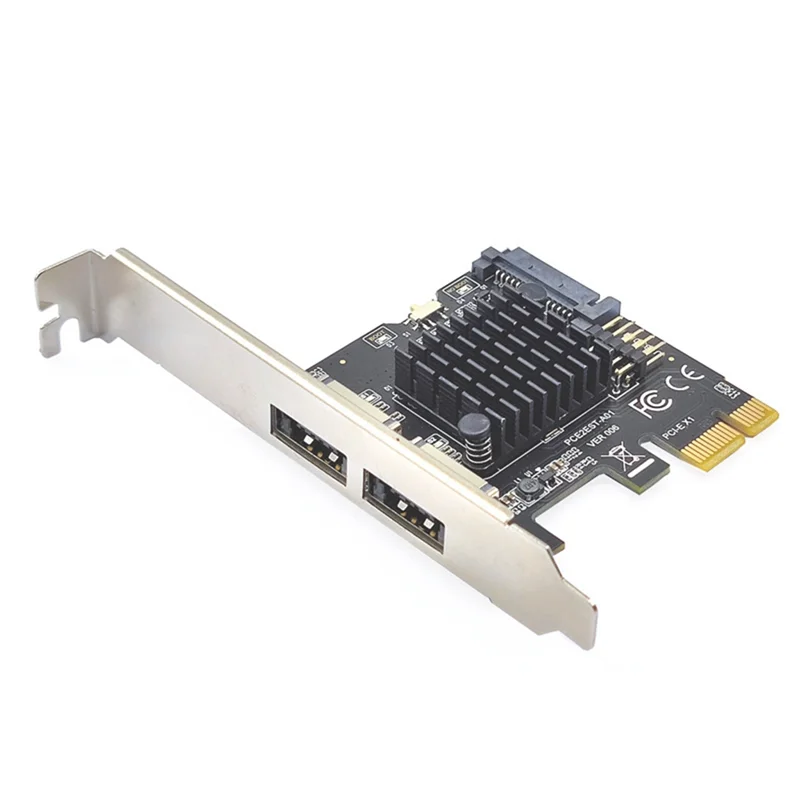 Placa de expansão usb esata + de alimentação de porta dupla pci-e x1 para usb 2.0 9pin sata 15pin placa adaptadora 6gbps para desktop pc A-ABIU