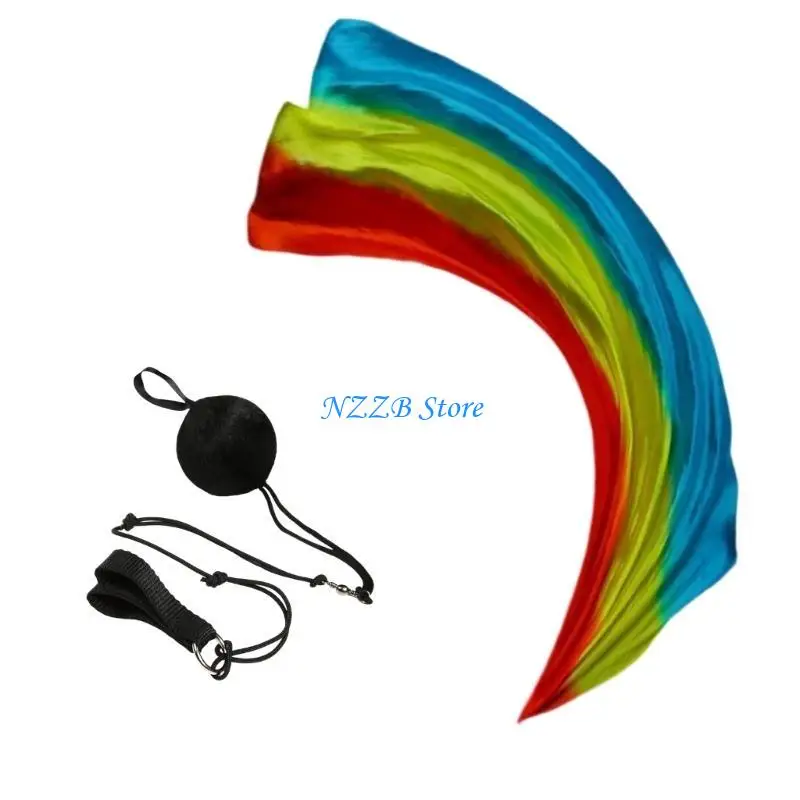 

T21F 1Pc Silk Veil with Poi Ball Belly Dance Poi Throw Ball in Haka Dance