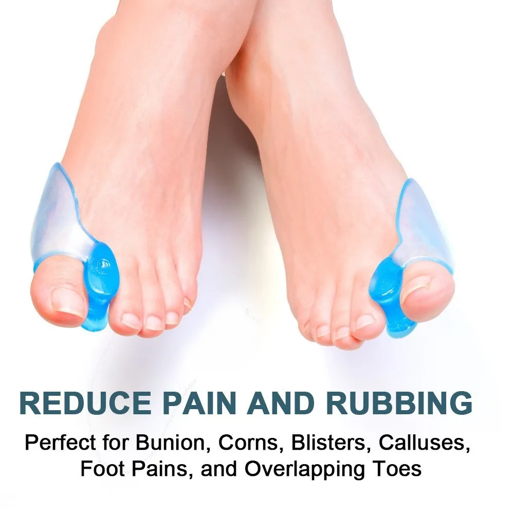 Separador de silicona para dedos de los pies, Corrector de hueso de Gel Alisador, Protector de juanete, ajustador de pies masajeador, 2 piezas