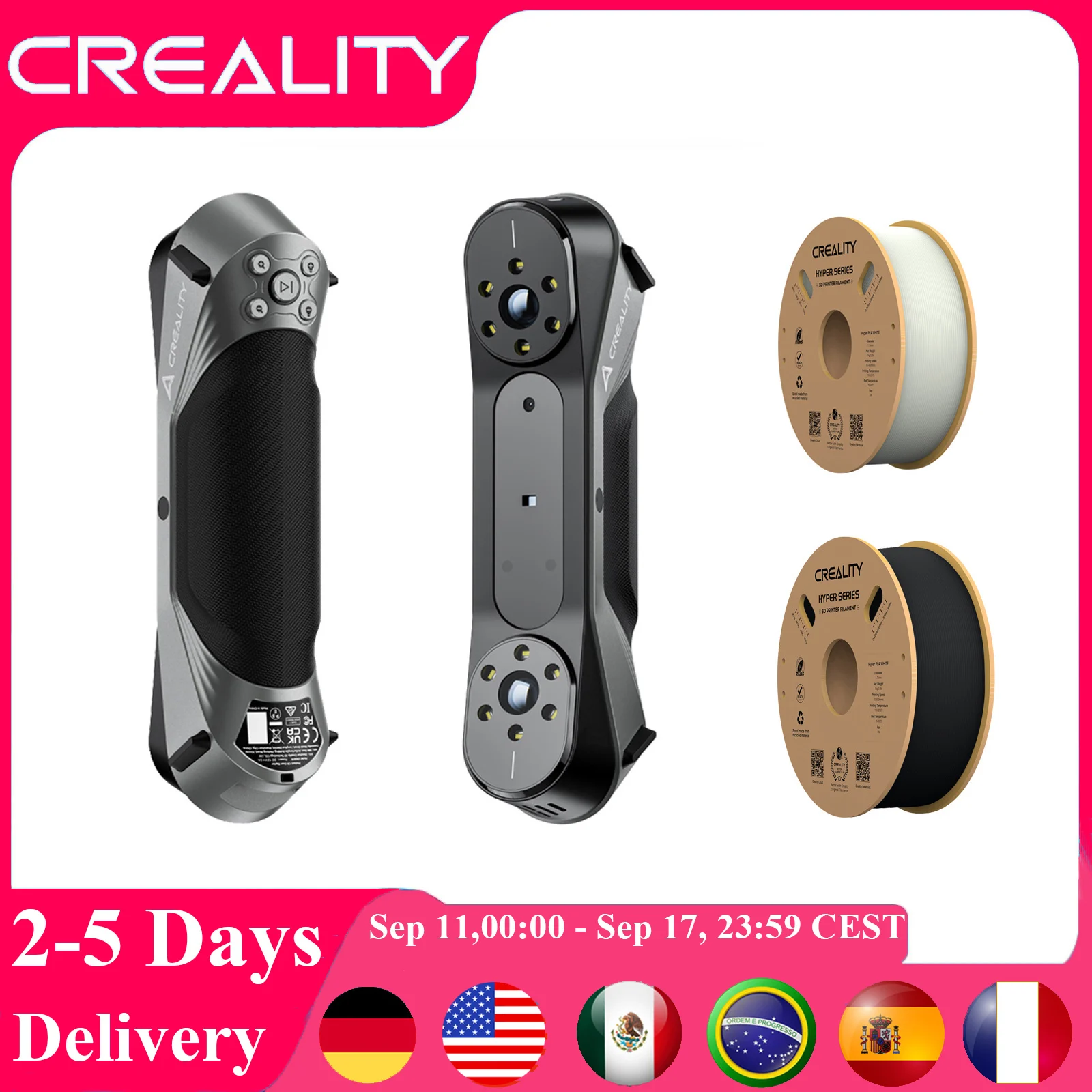 

Сканер Creality 3D CR-Scan Raptor, ручной сканер для 3D печати, точность 0,02 мм, скорость сканирования 60 кадров в секунду, гибридный синий лазер и NIR сканер