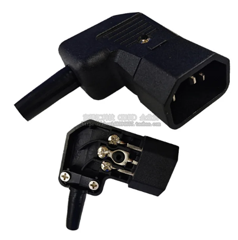 Jcd 1 pçs de alta qualidade iec 320 c14 90 graus ângulo fewirable conector macho plug adaptador aprovação ul