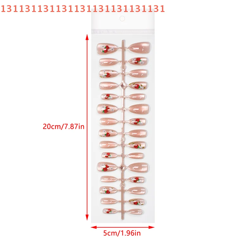 30個入り キャッツアイ スイカ イチゴ フェイクネイル 付け爪 人工ネイルチップ 着用可能 キャッツアイネイルアート シンプルアーマーデザイン