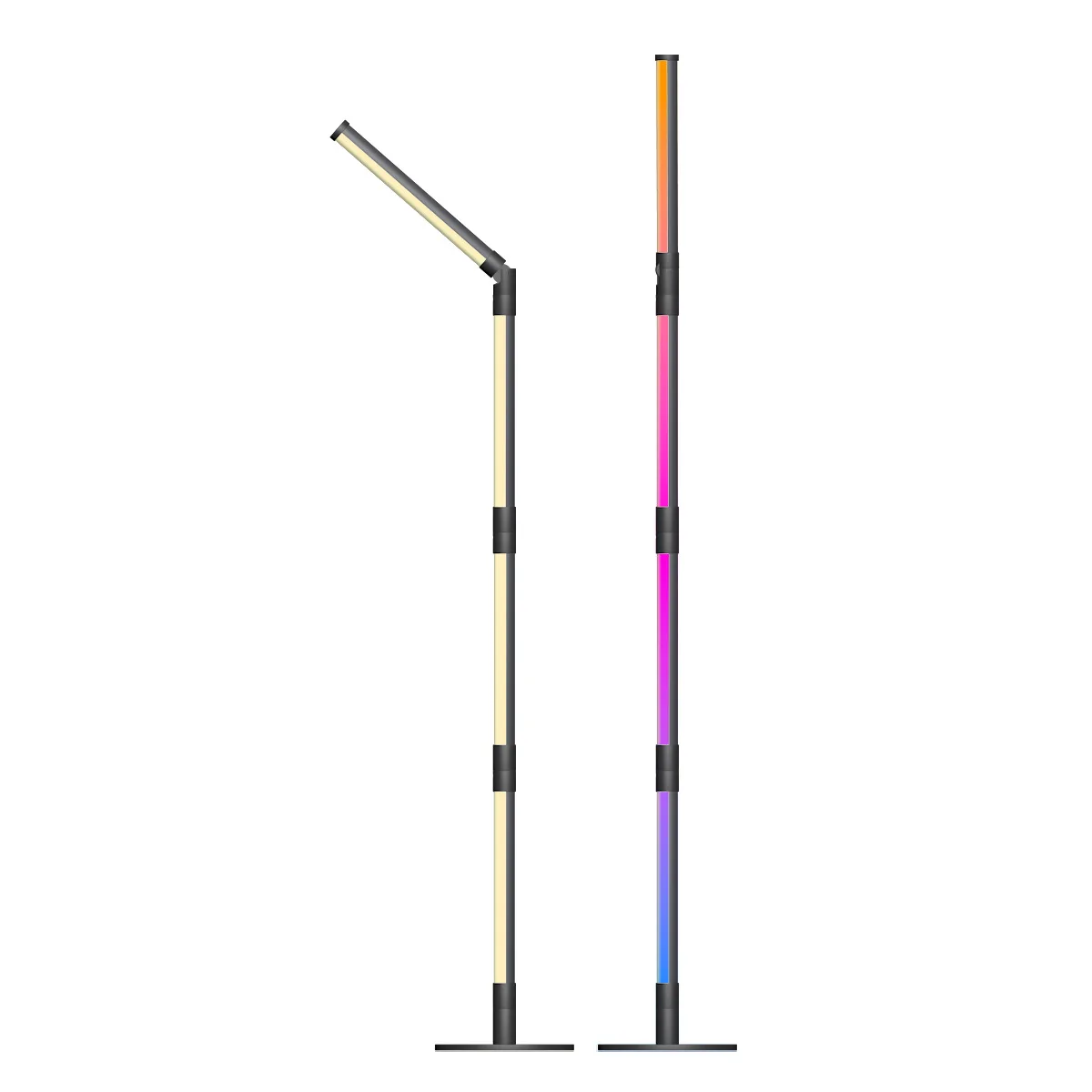 지능형 접이식 플로어 램프, DIY 색상 변경, 와이파이 및 USB 전원 LED 감성 조명, 음악 동기화