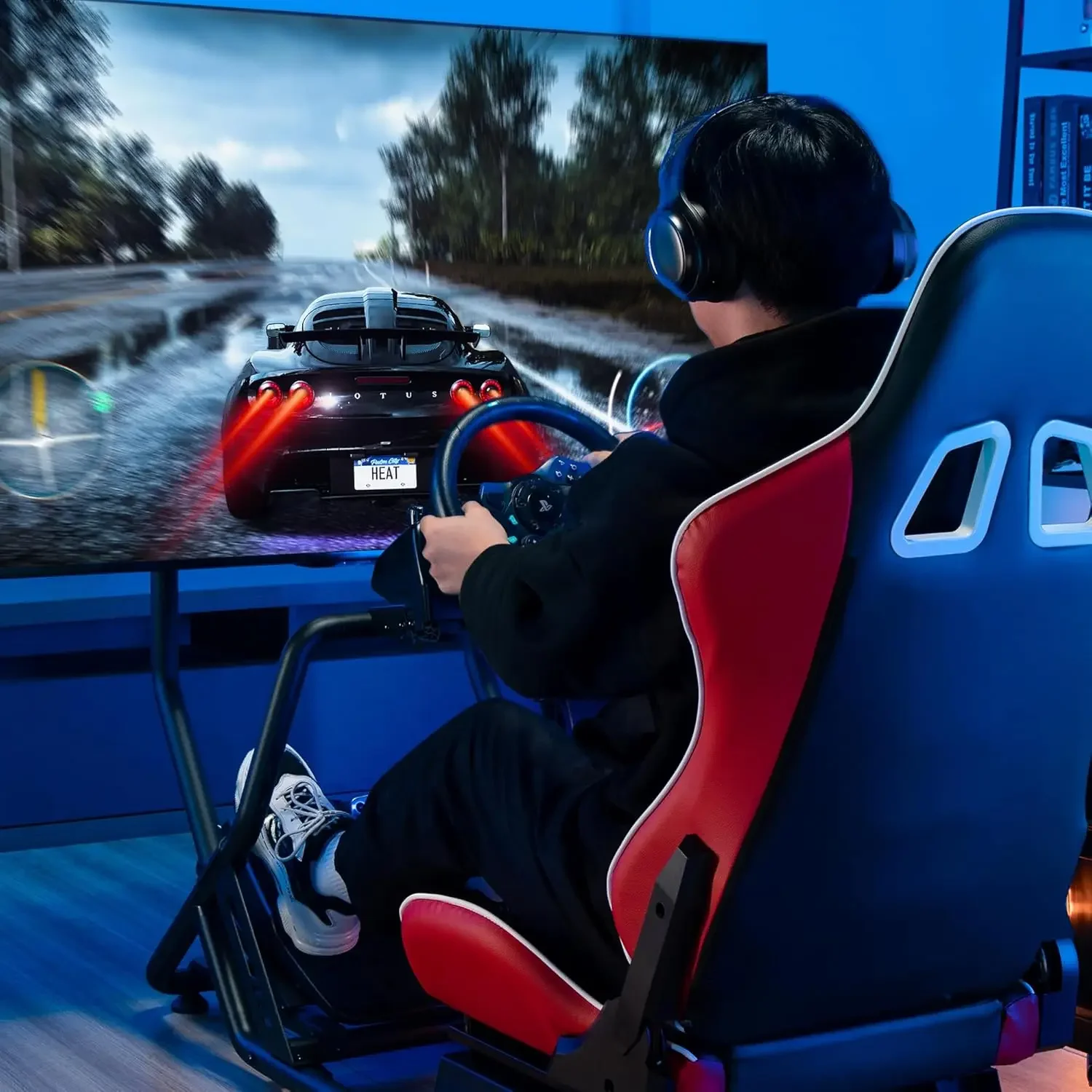 Racing Simulator Cockpit with Monitor Mount and Seat, Moza Racing Games on PS5, PS4, Xbox and PC