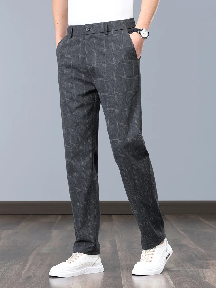 Summer Thin Plaid Formal Stretch Pants