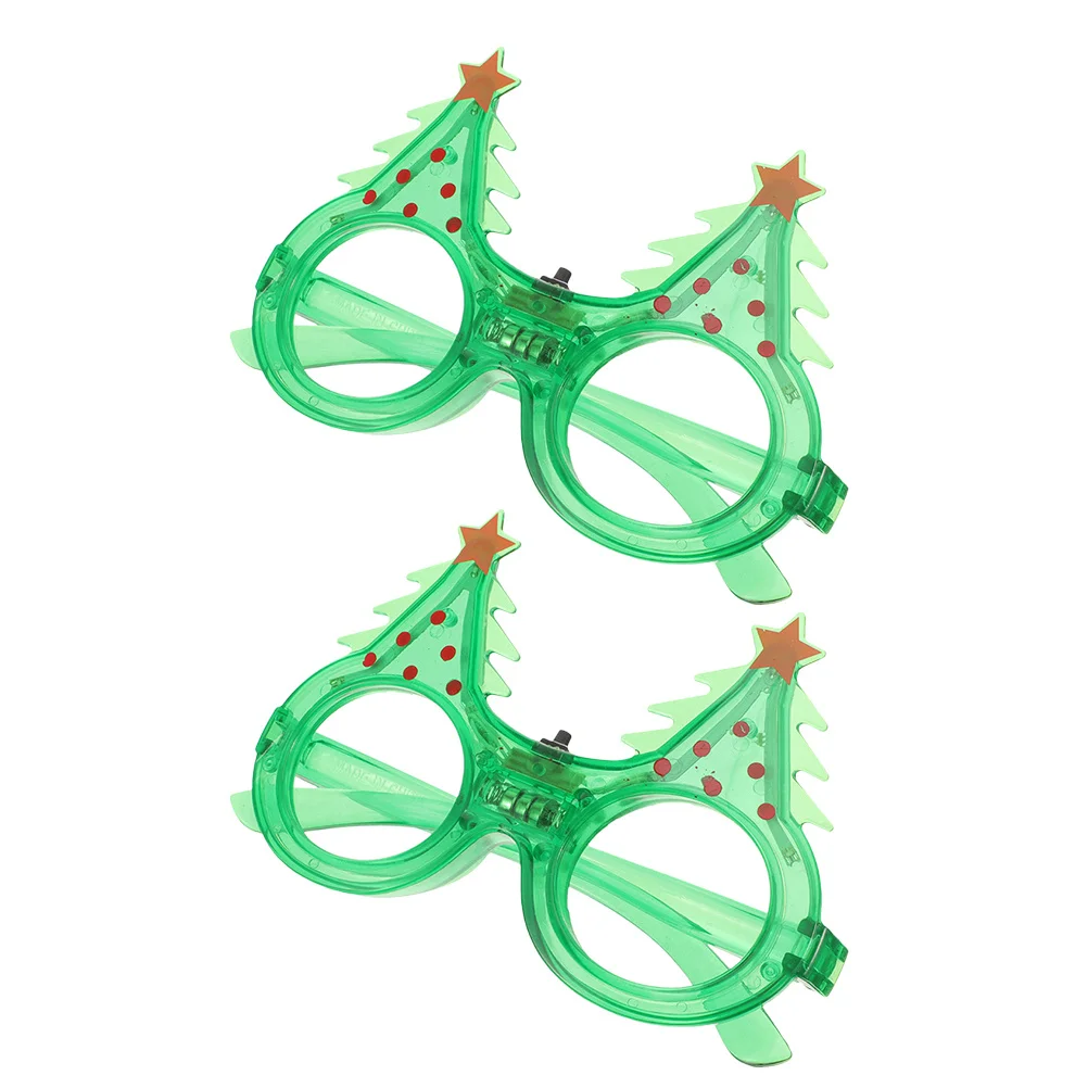 

2Pcs Christmas Tree Light Up Glasses Flashing Funny Party Eyeglasses Holiday Decoration Christmas Party Favors Photo Props
