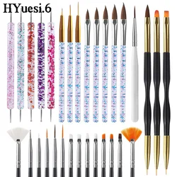 3/5/15pcs Profissional Nail Art Brush Set Dica de Design Acrílico UV Gel Linhas Pintura Desenho Escultura Dotting Pen DIY Manicure Ferramenta