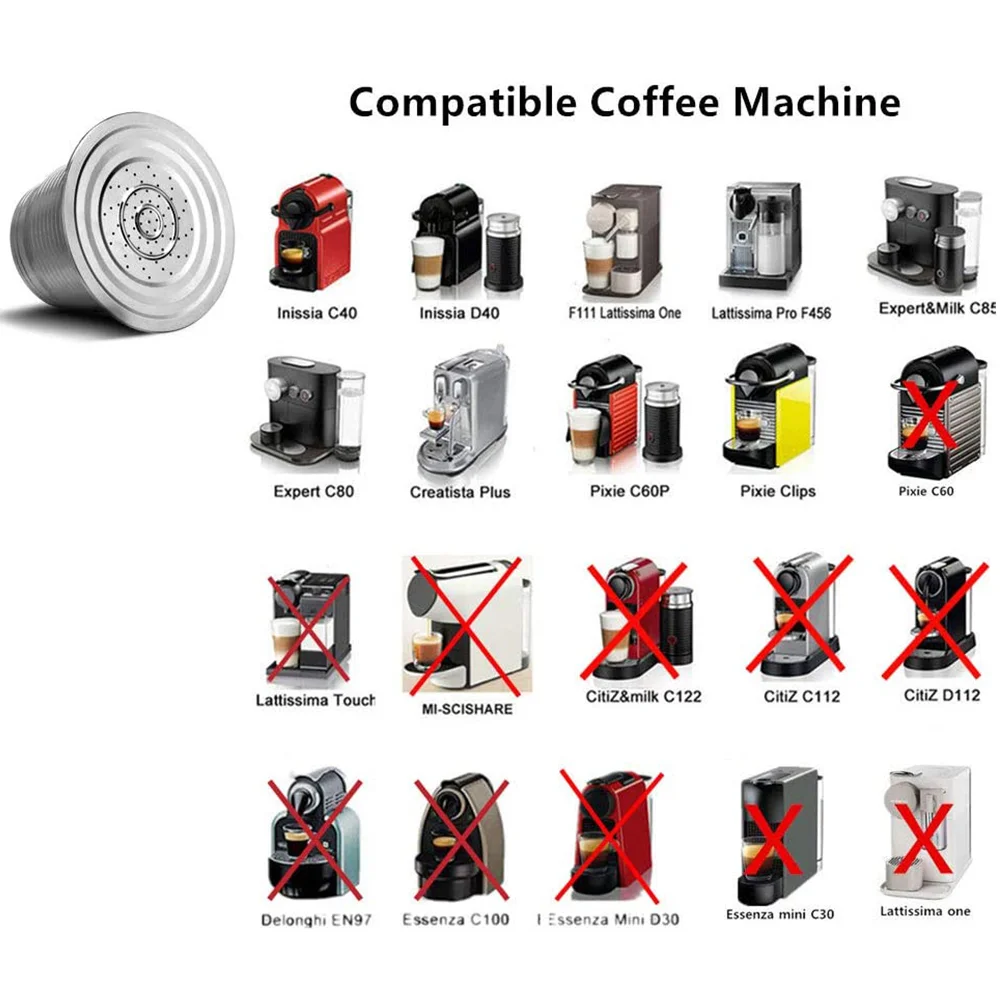 For Nespresso Refillable Capsule Coffee Filter Pod With Dosing Ring Tamper Nespresso Capsule Reutilisable with Filter Paper