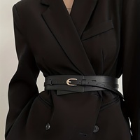 PU Leather Detachable Girdle Stylish Pin Buckle Wide Waistband Vintage Coat Dress Belt For Women