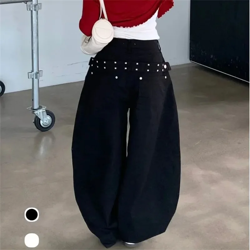 

High Waist Pure Color Button down Denim Jeans Casual Knife Pants Women's Premium Fashion Cotton 100% Loose Fit