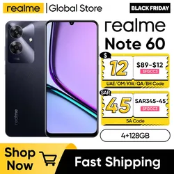 Realme-Smartphone Note 60 6.74, écran 90Hz, appareil photo super clair 32MP, batterie 5000mAh, 4 Go + 256 Go, degré de chute