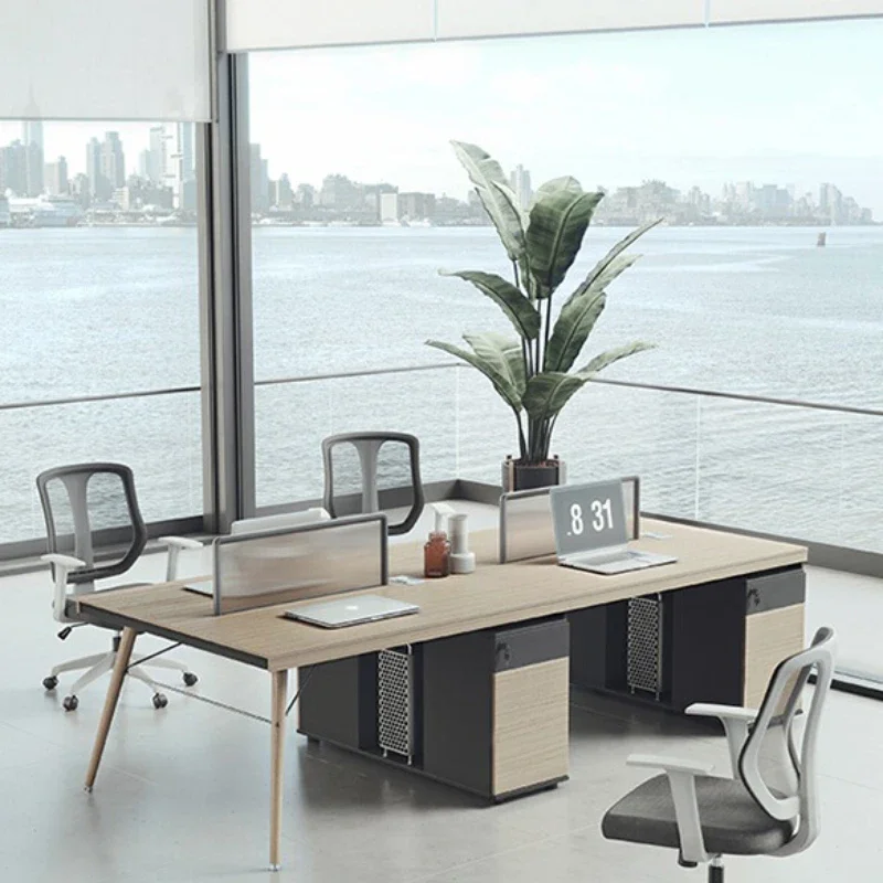 Office Desk and Chair Combination Staff: 4 People, 6 Workstations, Simple Modern Company Staff: 4 People, Clerks