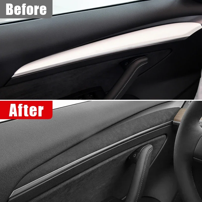 For Tesla Model 3 Y 2021 2022 2023 Car Door Armrest Handles Trim Strip Decoration Cover Doorknob Frame Sticker Interior Trims