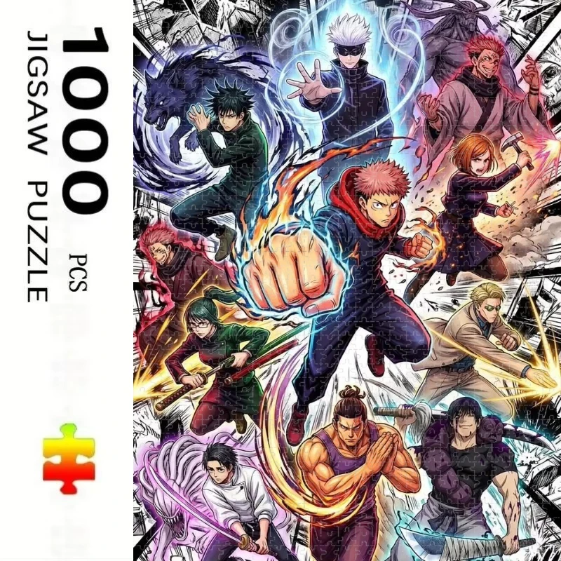 Jigsaw Puzzle 500/1000 Pieces Jujutsu Kaisen Anime Paper Puzzles Adult Present Portable Box for Family Games Educational Toys