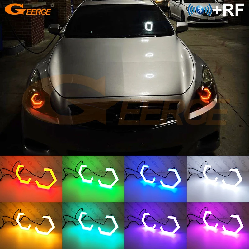 

For Infiniti G25 G35 G37 Q40 Q60 V36 Bluetooth-Compatible App Dynamic Hexagon Hex Led Halo Rings Multi Color RGB Angel Eyes Kit