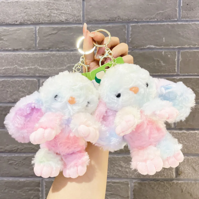 new multicolored rabbit plush toy cool style pretty keychain cute Gorgeous bag pendant soft comfort doll couple fashione gift