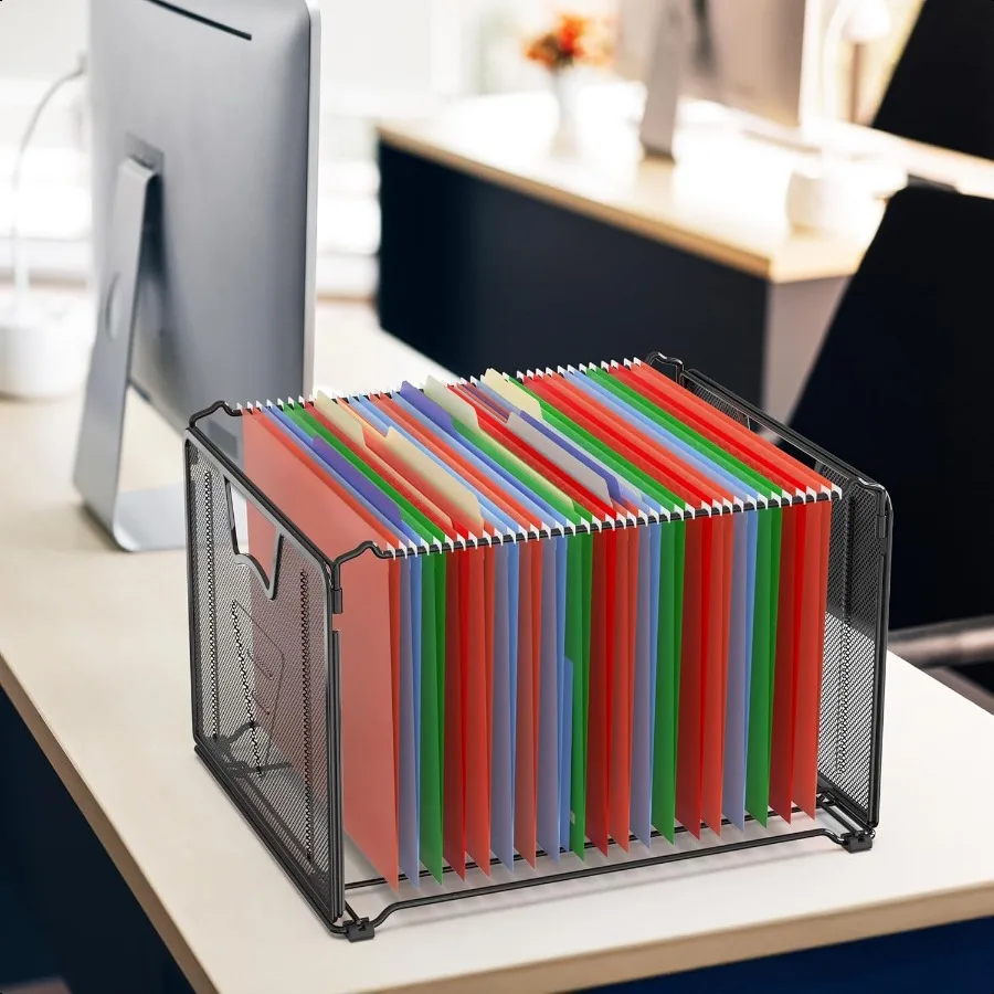 منظم مجلد ملفات معلق شبكي للأدوات المنزلية البسيطة باللون الأسود