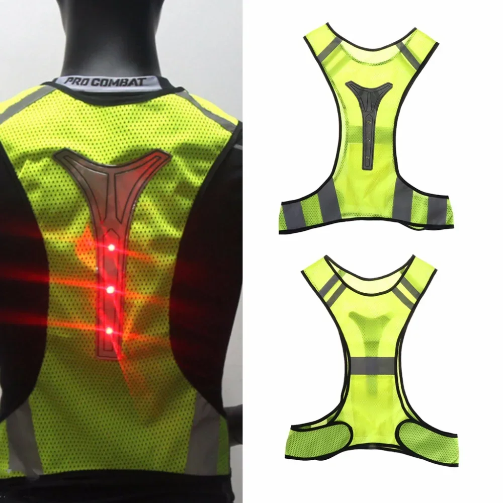 Cycling Reflective Vest LED Outdoor Safety Jogging Sportswear Night Mesh Breathable Visibility Running Tops with Lights