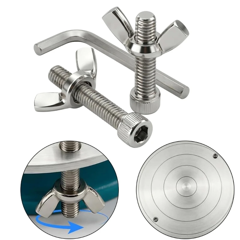 2Pcs Stainless Steel Bat Shaped Positioning Pin For Pottery Wheel With Butterfly Nut Easy To Install 87HA
