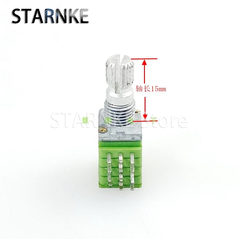 1PCS 09 Type B100K 4-link Power Amplifier Audio multi-channel High And Low Volume Potentiometer 15mm Flower Shaft