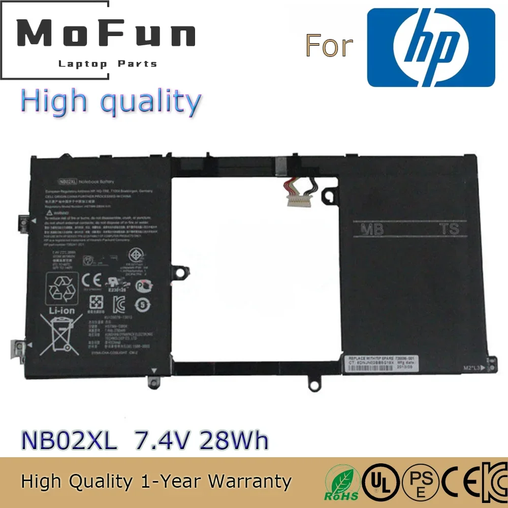 

Brand New Original NB02XL 7.4V 28Wh Laptop Battery for HP Pavilion 11.6 X2 11-H015TU 11-H019TU 11-H110TU X2 726596-001 etc.