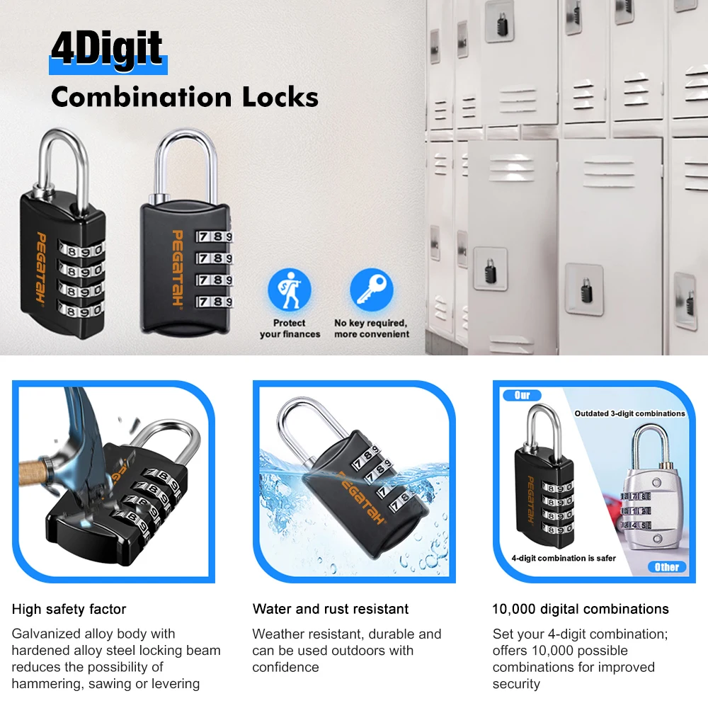Mini Lock Resettable 4 Dial Digits Code Number Password Combination Padlock Travel Security Lock for Luggage Lock Padlock Gym image 4