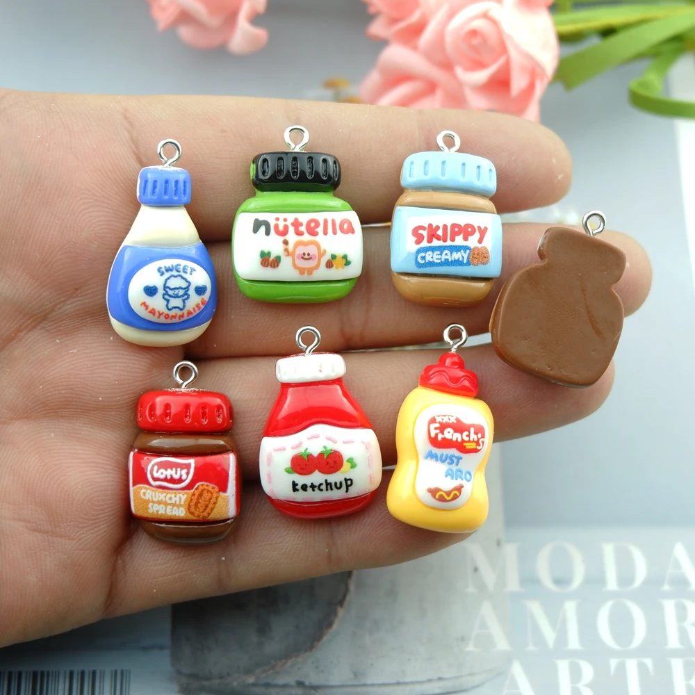 Cute Jam Ketchup Charms for Jewelry Making Diy Earring Bracelet Pendant Accessories Findings Phone Making Wholesale Bulk