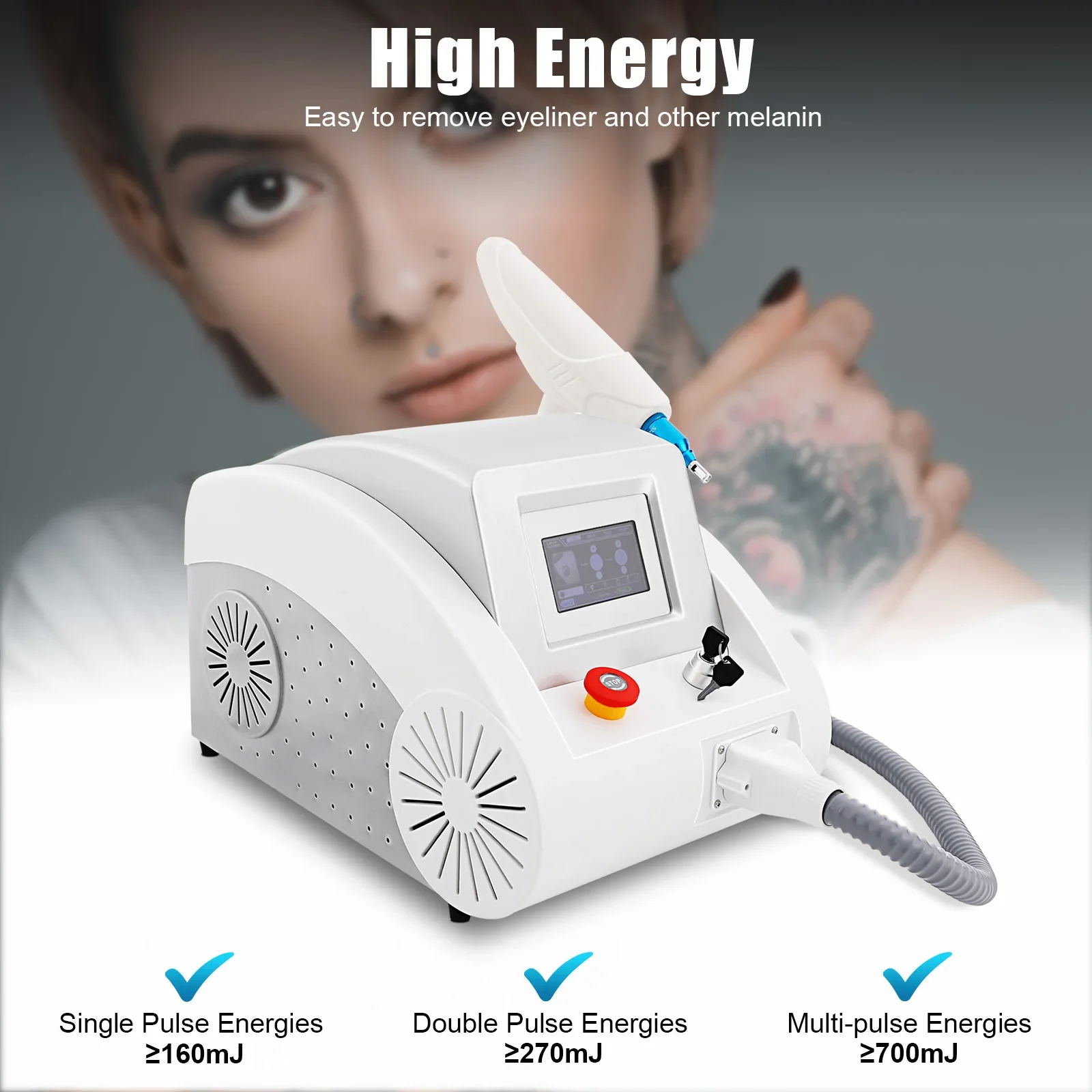 Portable Tattoo Cleaning Machine Eyebrow Washing Machine 1000W Salon Beauty Machine Laser Remover 1-10HZ