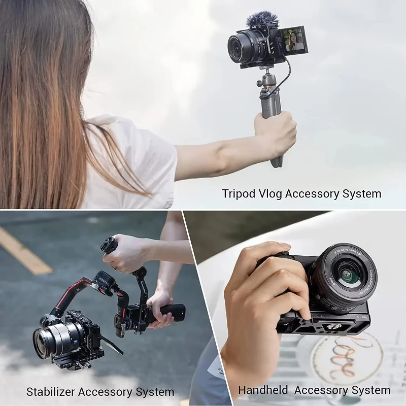 SmallRig for Sony ZV-E10 Full Camera Cage with Cold Shoe and Built-in Quick Release Plate Silicone Handle - 3538B
