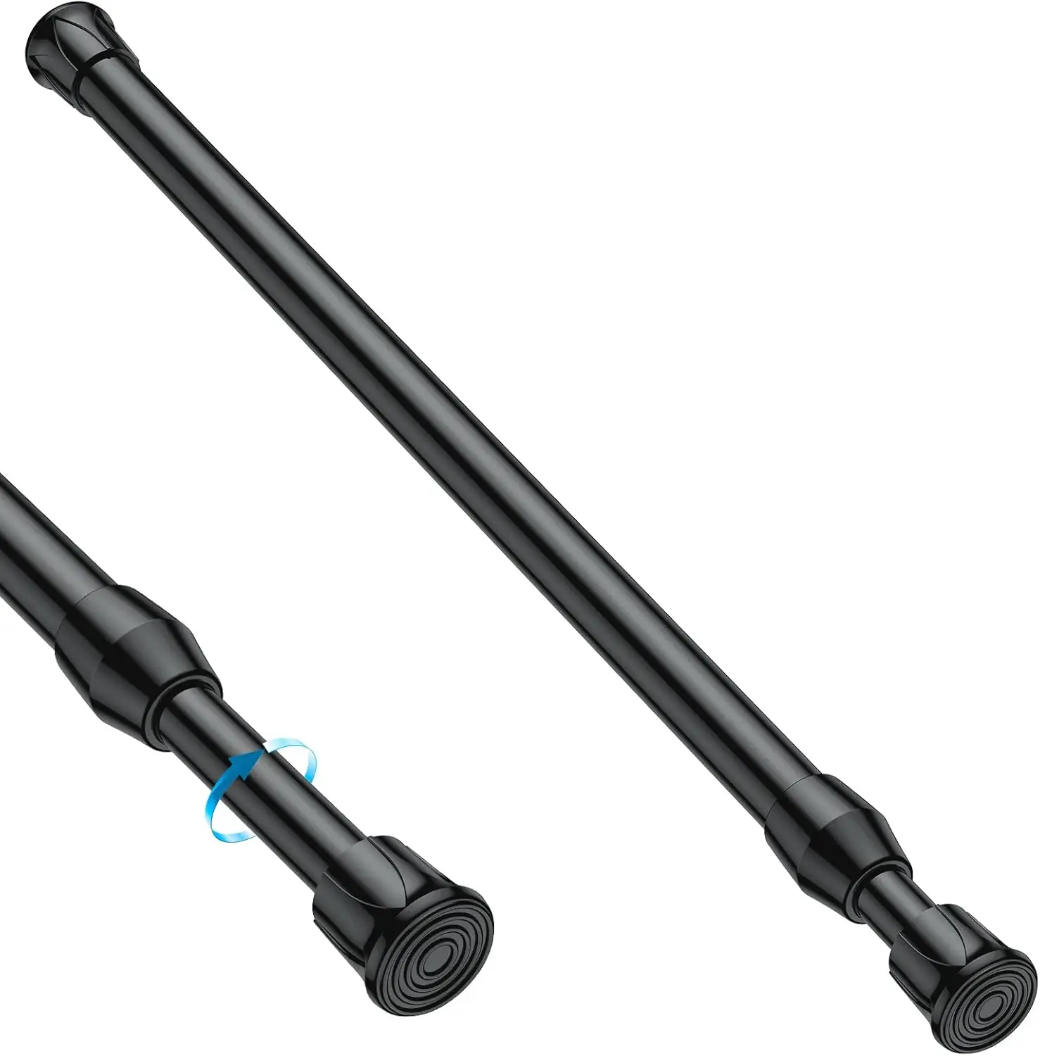 

28-48 Inch Tension Curtain Rod No Drilling, Black Spring Rod for Window, Kitchen, Closet, Door