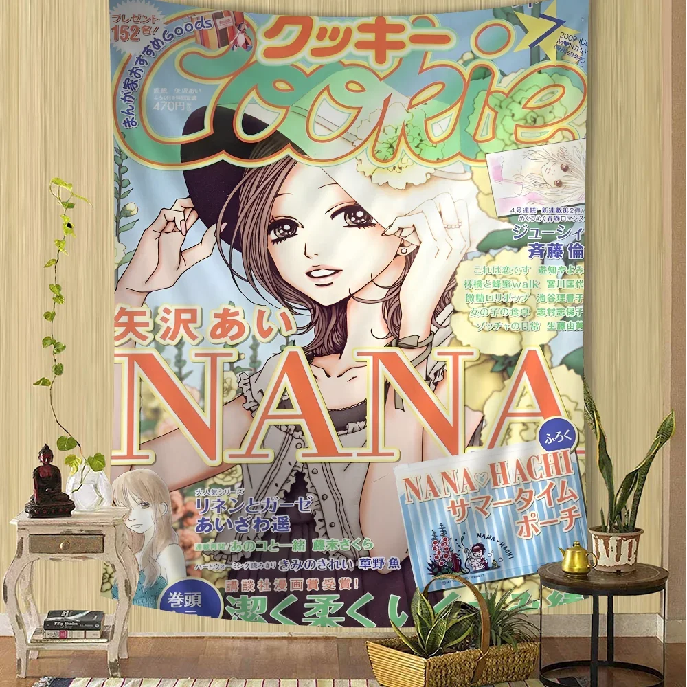 Japanische klassische Anime Nana Cartoon Wandteppich böhmische Wandbehang Wandteppiche Mandala hängende Blätter