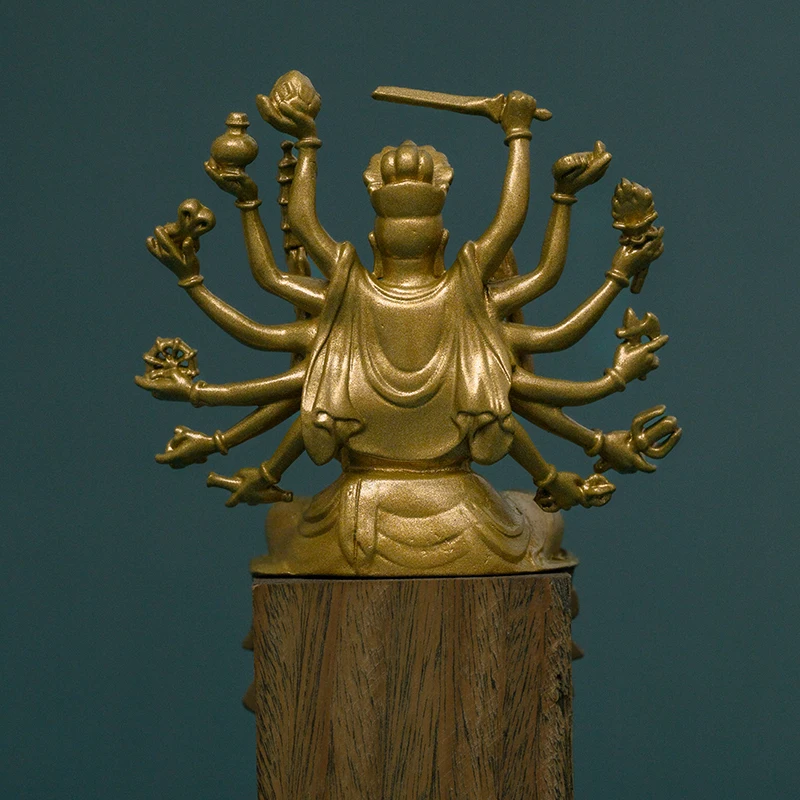 Cundi Bodhisattva Vintage Brass Statue Wisdom Compassion Zen Decor Gift Home Art Antique Handcrafted Height 6.9cm