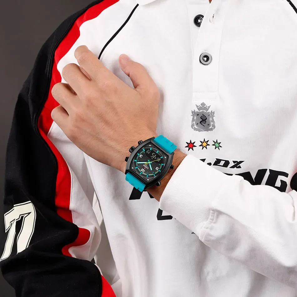 NAVIFORCE 高級メンズ腕時計スポーツクォーツ時計メンズ液晶デュアルディスプレイ防水発光マン腕時計 2025 レロジオ Masculino