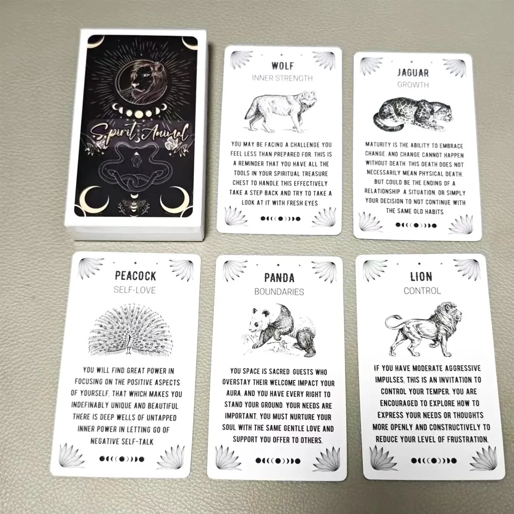 10.3*6cm Spirit Animal Oracle Cards - 54 Cards with Meanings On Them for Beginners Oracle Great Gift for Friend or Family