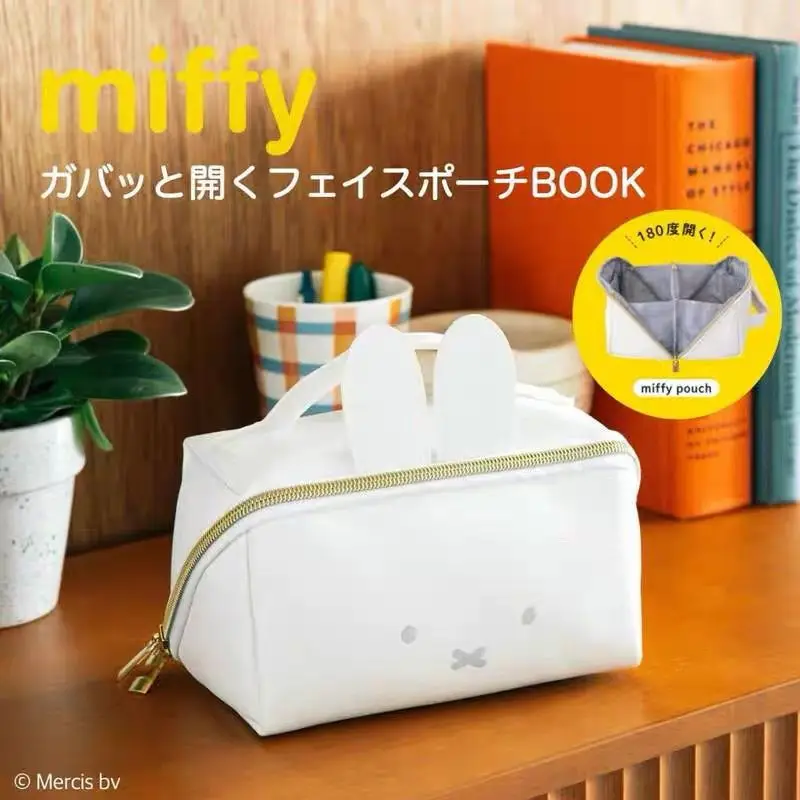Miffy Kawaii Anime Rabbit Cosmetic Bag Cartoon Cute Portable Compact Creativity Layered Birthday Gift Handbag Storage Bag