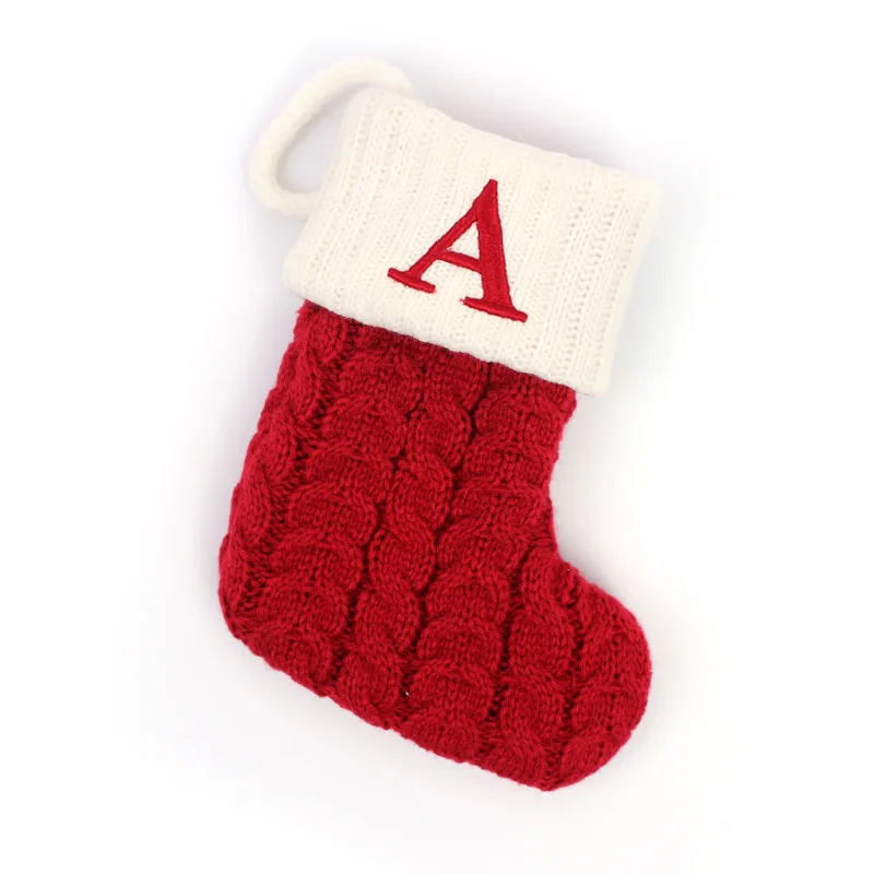 1pc Rot Weihnachten Socken Schneeflocke Buchstaben Weihnachten Stricken Strumpf Anhänger Für Weihnachten Baum Hause Kamin Dekor Neue Jahr Geschenke