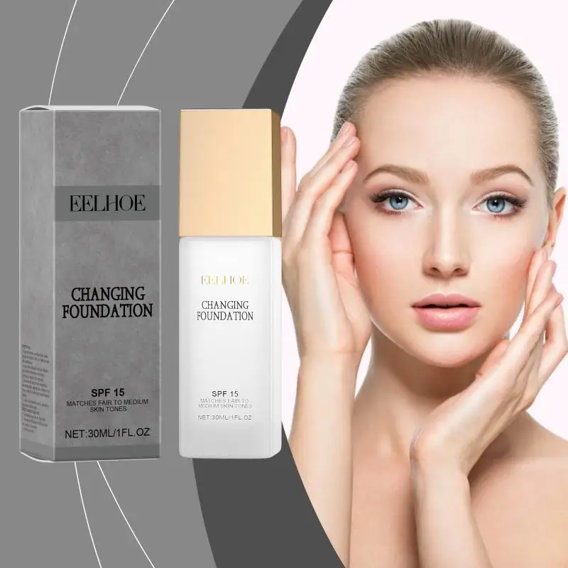 EELHOE Colour Change Foundation Spf 15 Oil Control Waterproof Sweatproof Matte Moisturizing Face Makeup Full Coverage Foundation
