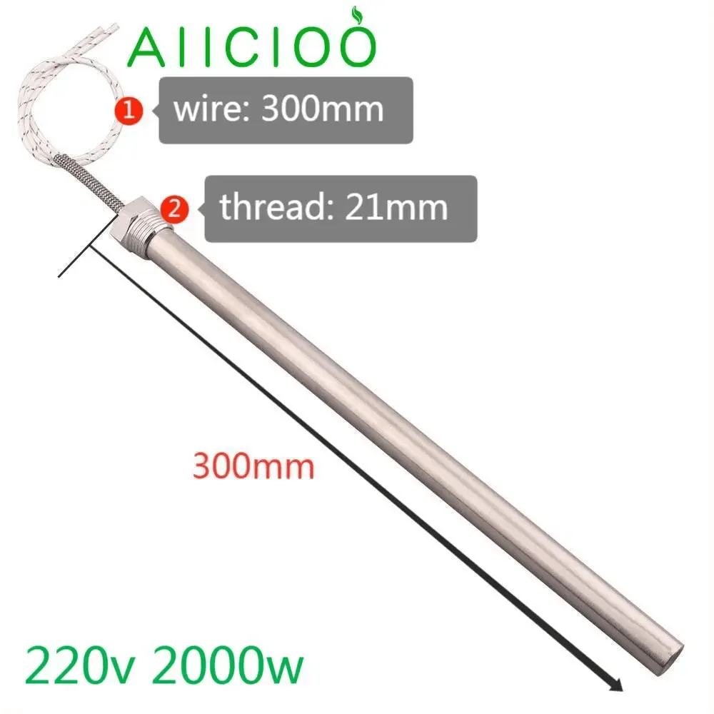 Riscaldatore tubolare a cartuccia 220v DN15 elemento riscaldante ad acqua solare ad immersione cilindrica filettatura 1/2 \